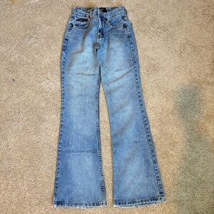 Vintage Y2K l.e.i. Jeans Flare Leg Light Wash Denim High Rise Size 1 100% Cotton